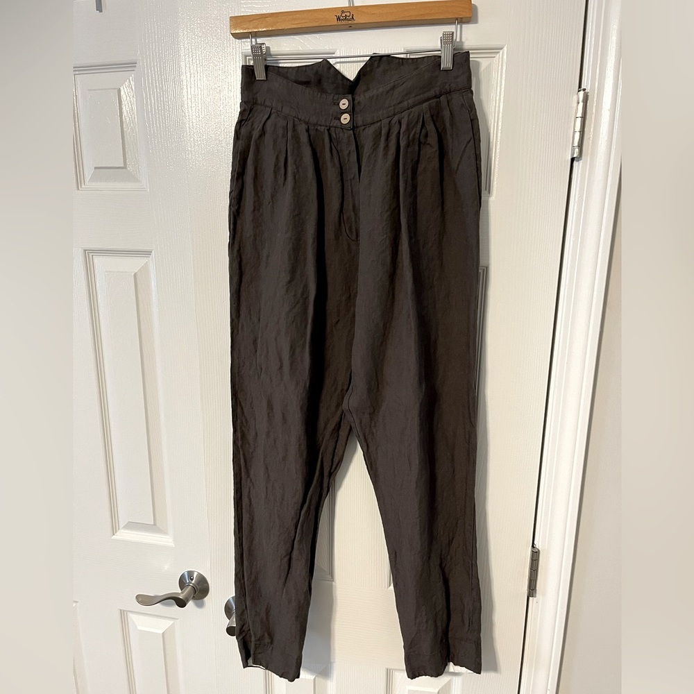 Son de Flor Classic Peg Leg Linen Trousers